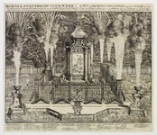 32386 Afbeelding van het vuurwerk in de Hofvijver in Den Haag, afgestoken op 14 juni 1713, ter gelegenheid van het ...